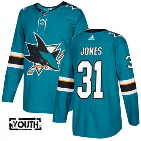 Lapsille NHL San Jose Sharks Pelipaita Martin Jones 31 Adidas 2017-2018 Teal Authentic